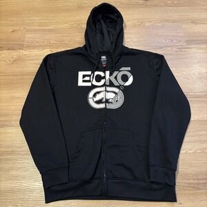 Ecko Unltd Hoodie XL Rhino Graphic Skate Grunge Black/Gray White Zip Y2K Vintage